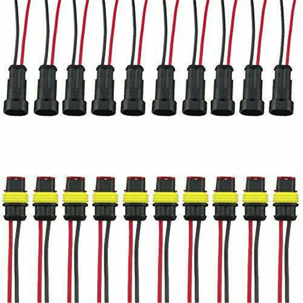 10kit 2Pin Way Car Waterproof Seal Electrical Cable Connector Plug with Wire AWG