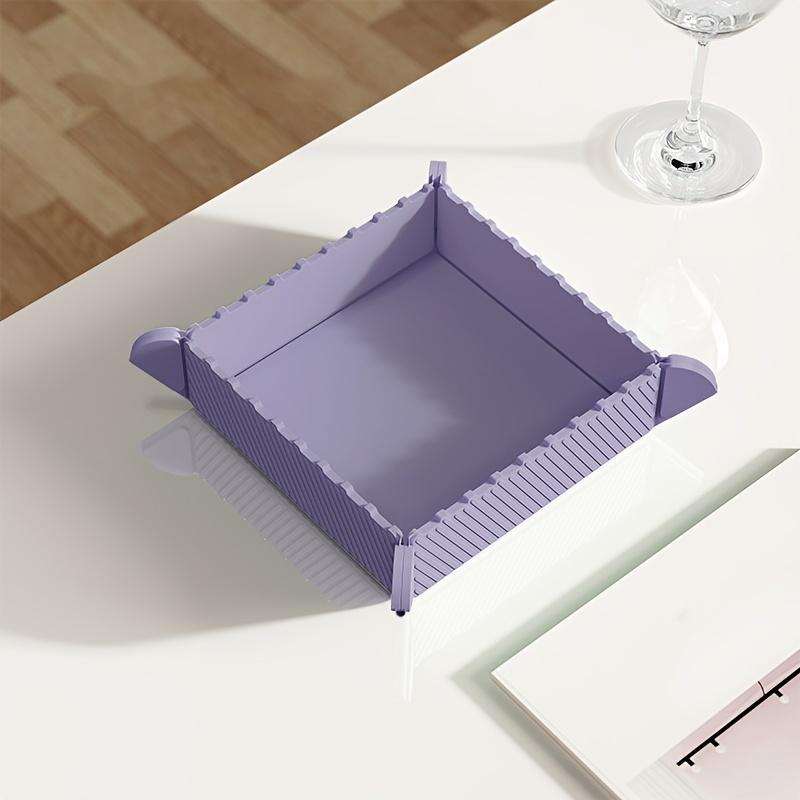 1pc Attraction Foldable Silicone Insulation Mat, Thickened Storage Placemat, Clay Pot Mat, Heat-Resistant Dining Table Plate And Bowl Mat 1pc Square Purple