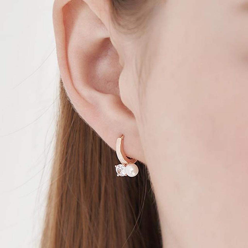 14K GF Pearl Cubic Point One-Touch Earrings C24EGF196