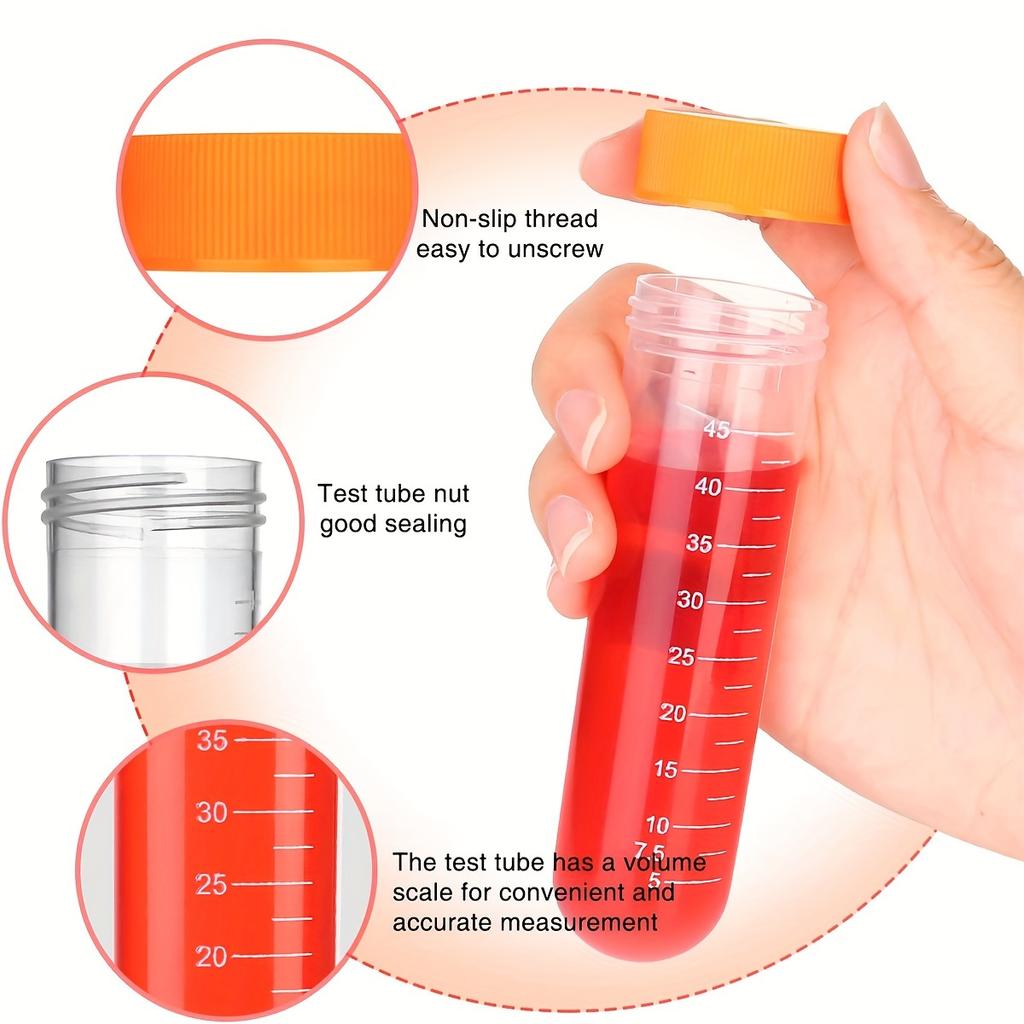 Plastic Test Tube Set with Stand - Uncharged Jumbo Scientific Tubes for Lab Experiments and Halloween Decorations
