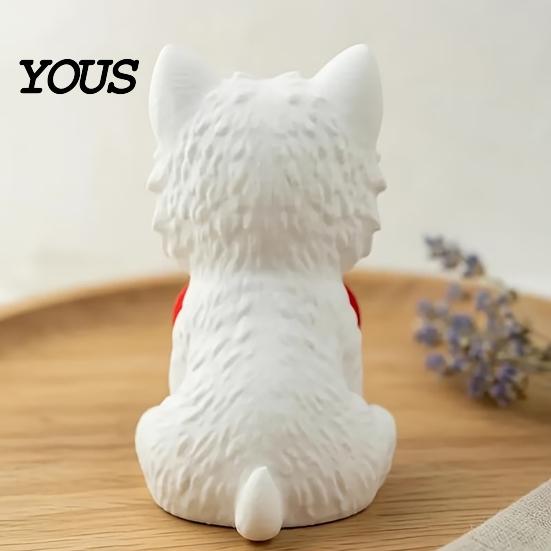 Office Desk Pet Decor 3D Printed West Highland Terrier Figurine, Cute Dog Statue Holding Red Heart, Small Sculpture Car Dashboard Decor,