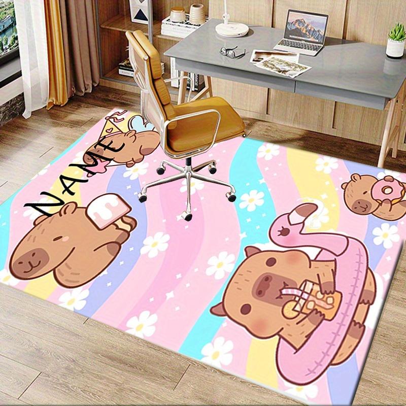 Capybara Playful Summer Office Carpet Soft Polyester Entrance Carpet Washable Non slip Machine Washa