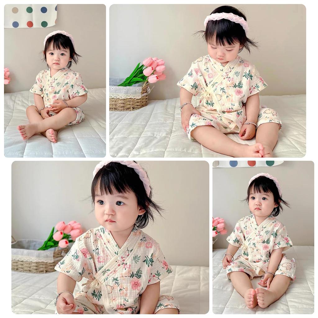 Baby Clothes Rompers Baby Coveralls Gauze Cotton Short Sleeve Girls Summer Clothes Breathable Underwear Front Opening Baby Shower Gift Newborn Gift
