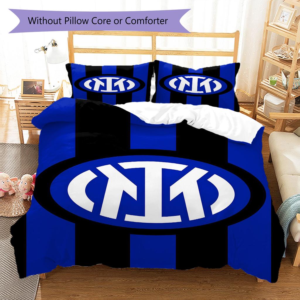 Inter Milan logo  Pattern Bedding Quilt Set Quilt Cover Pillowcase Home Decoration Birthday Gift (1 * duvet cover + 2 * pillowcase, without core)
