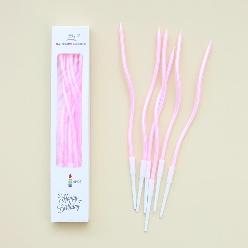 Pearlescent Pink White A8 Straight Pencil Candle Birthday Party Party Curve Pearlescent A15 Candle