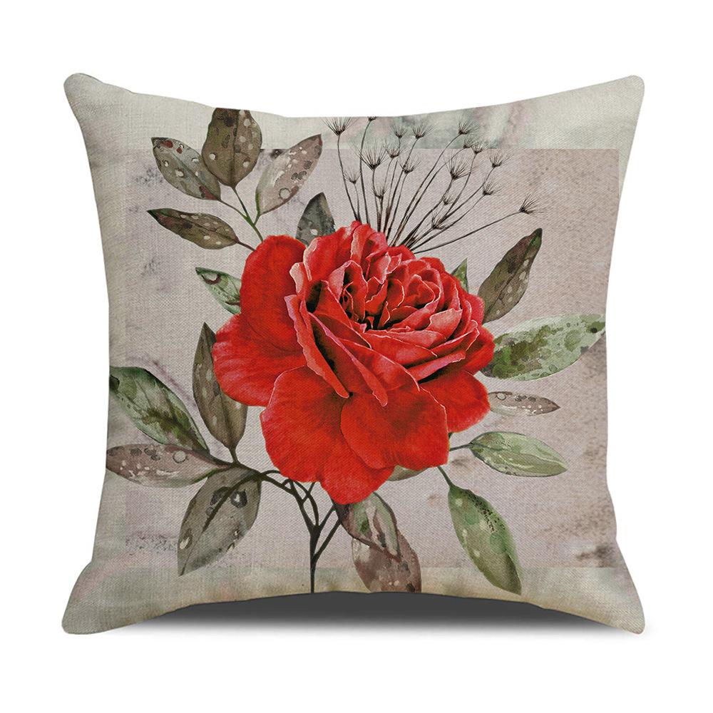 Retro Valentine's Day Flower Square Pillow Case Living Room Sofa Pillow Case Decoration Party Cushion Case