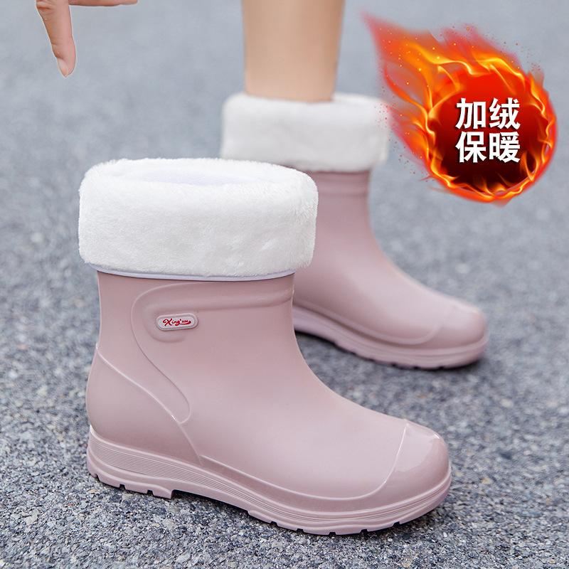 Japanese New Medium Tube Rain Shoes Women's Fashion Water Shoes Outer Wear Medium Tube Water Shoes Adult High Tube Rain Boots