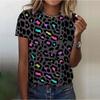 New Glitter Sparkling T-shirt Rainbow Color Printing Fashion T-shirt Short-sleeved Casual Beach Printing Top