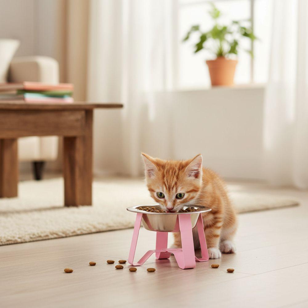 Large Diameter Stainless Steel Cat Bowl Detachable Feeding Bowl Pet High Footed Bowl  Pet Feeding