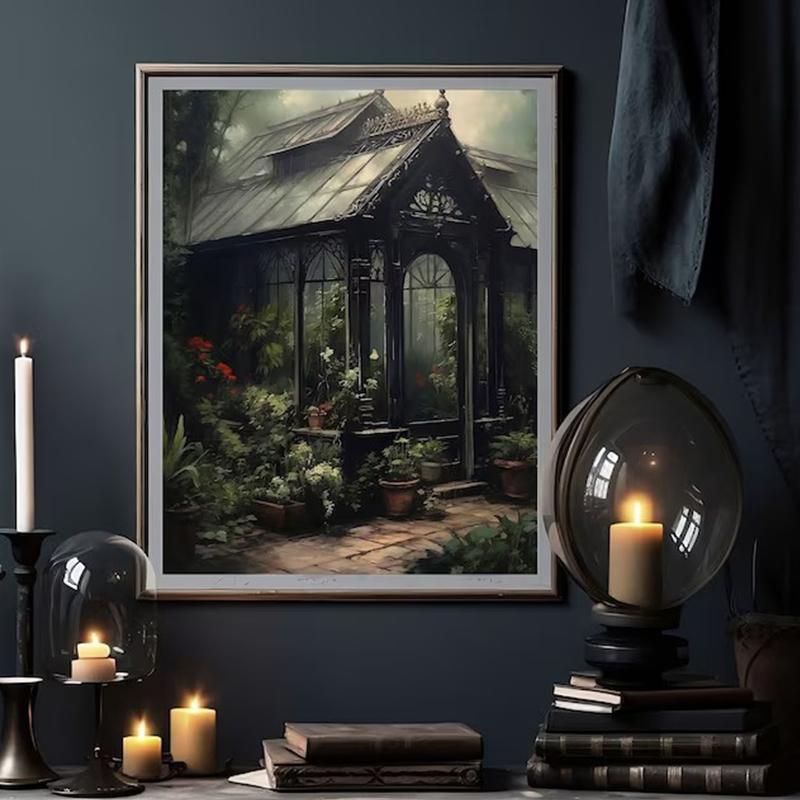 Victorian Botanical Greenhouse Wizard Library Apothecary Fantasy Haunted House Poster Wall Pictures Canvas Painting Home Decor