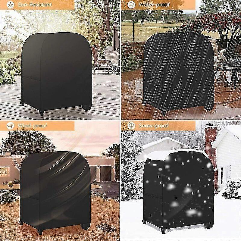 BBQ Grill Cover with Side Straps, Waterproof Grill Cover, Windproof, Anti-UV, Tear Resistant 420D Oxford Cloth BBQ Tarpaulin (105x50x103cm) - Black