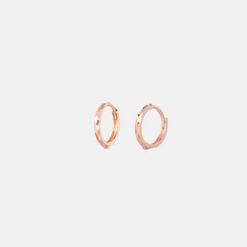 JUDY AND PAUL [14K GOLD] Cutting Body Point Basic Rose Gold Ring Earrings