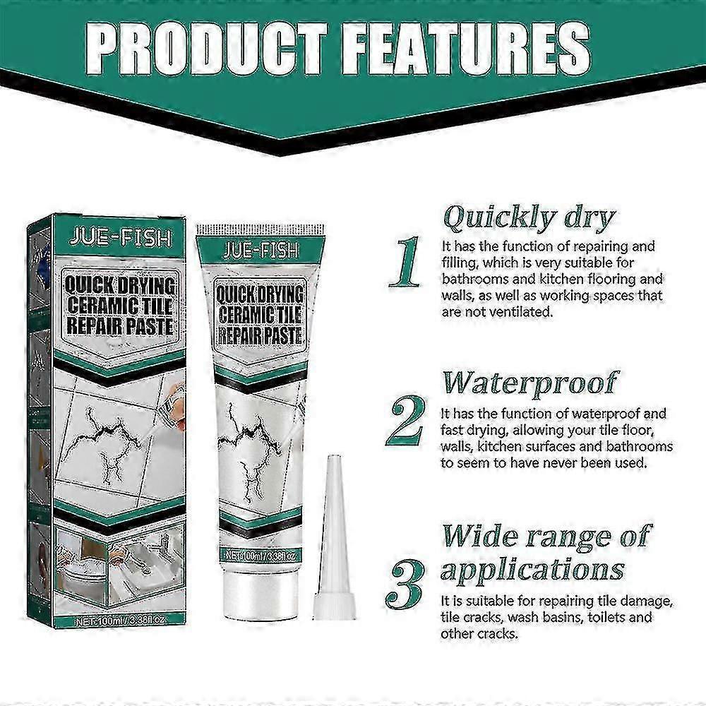 100ml Tile Repair Paste Crack Repair Ceramic Tile Quick Drying Adhesive Marble Bathtub Toilet