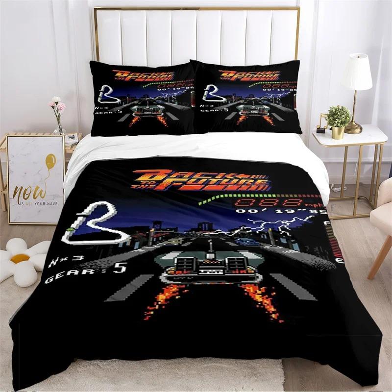 Back To The Future Pattern All Season Duvet Cover Bedding Comforter set Soft Quilt Cover and Pillowcases SingleDouble/Queen/King