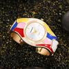 Women's Retro Style Random Oil Dripping Color Rainbow Quartz Bracelet Watch Elegant Ladies Women's Watch Clock