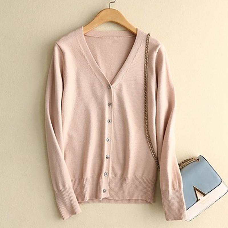 Damen Strickjacken Herbst Winter Einreihig V-Ausschnitt Gestrickter Pullover Frühlingsmode Kurze Strickwaren Einfarbige Strickjacke Pullover