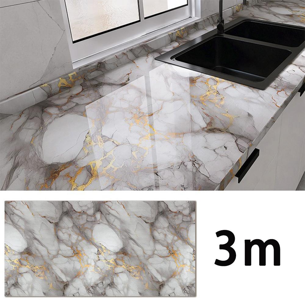 0.55m Waterproof PVC Anti Fouling Wallpaper Marble Gilded Living Room Kitchen Sticker