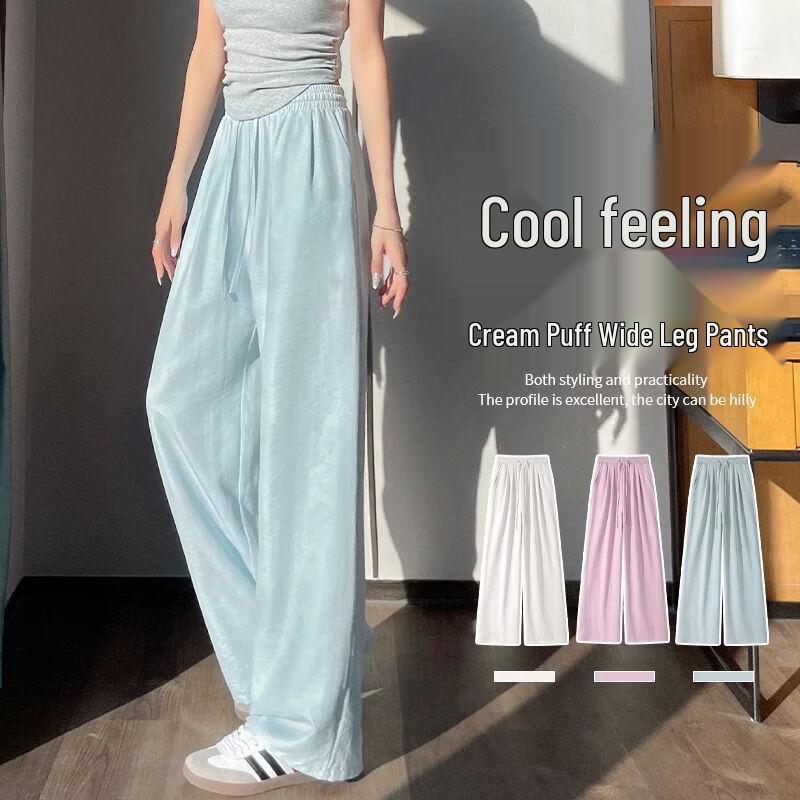 Huili Women s Relaxed Cooling Wide-Leg High-Waist Pants L