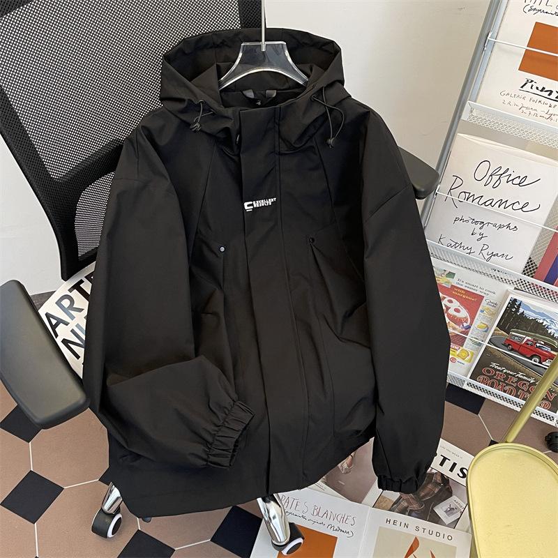 

Men s Trendy Windproof Hooded Sports Jacket - Spring/Autumn Mountain Style L for 125-140 jin чорний