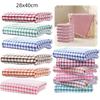 1/6/12Pcs Absorbent Hand Towels Cotton Yarn Kitchen Dishcloths Set Checkered Decorative Towels For Bathroom Decoration