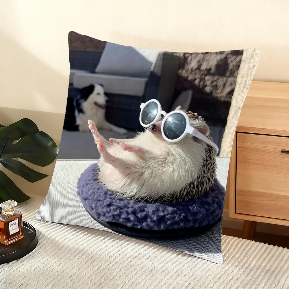 Cute Hedgehog Cushion Cover Soft Short Plush Pillow Cover Smooth Cozy Texture Aesthetic Cushion Case Home Decor