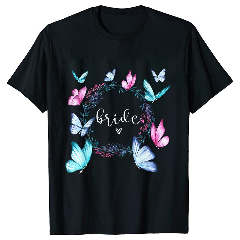 Fashion Bridal Wedding Party T-shirt Team Bride Bridesmaid Shirts Unisex’s Bachelorette Single Farewell Party Flower Wreath Tees