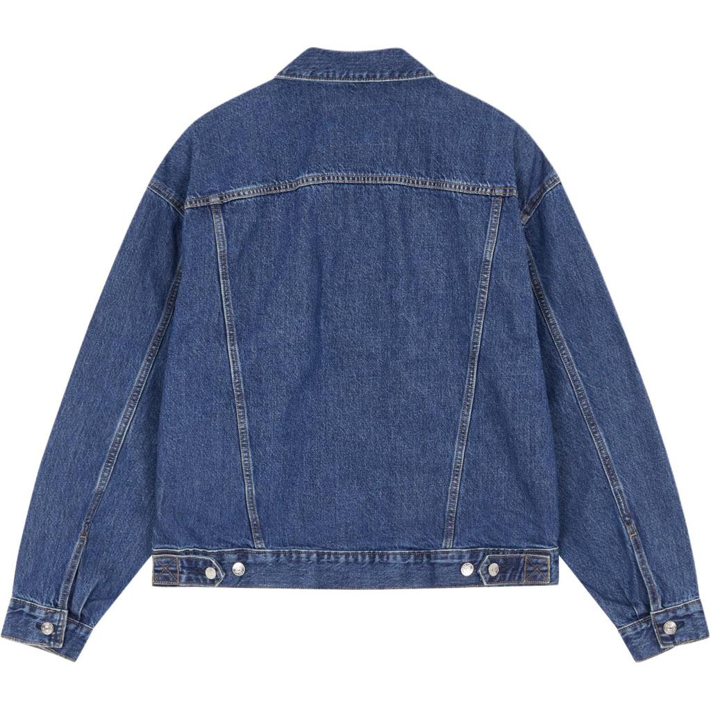 Calvin Klein Solid Color Simple Versatile Long Sleeve Denim Jacket Men jackets Dark-Blue 40EM719-E5D