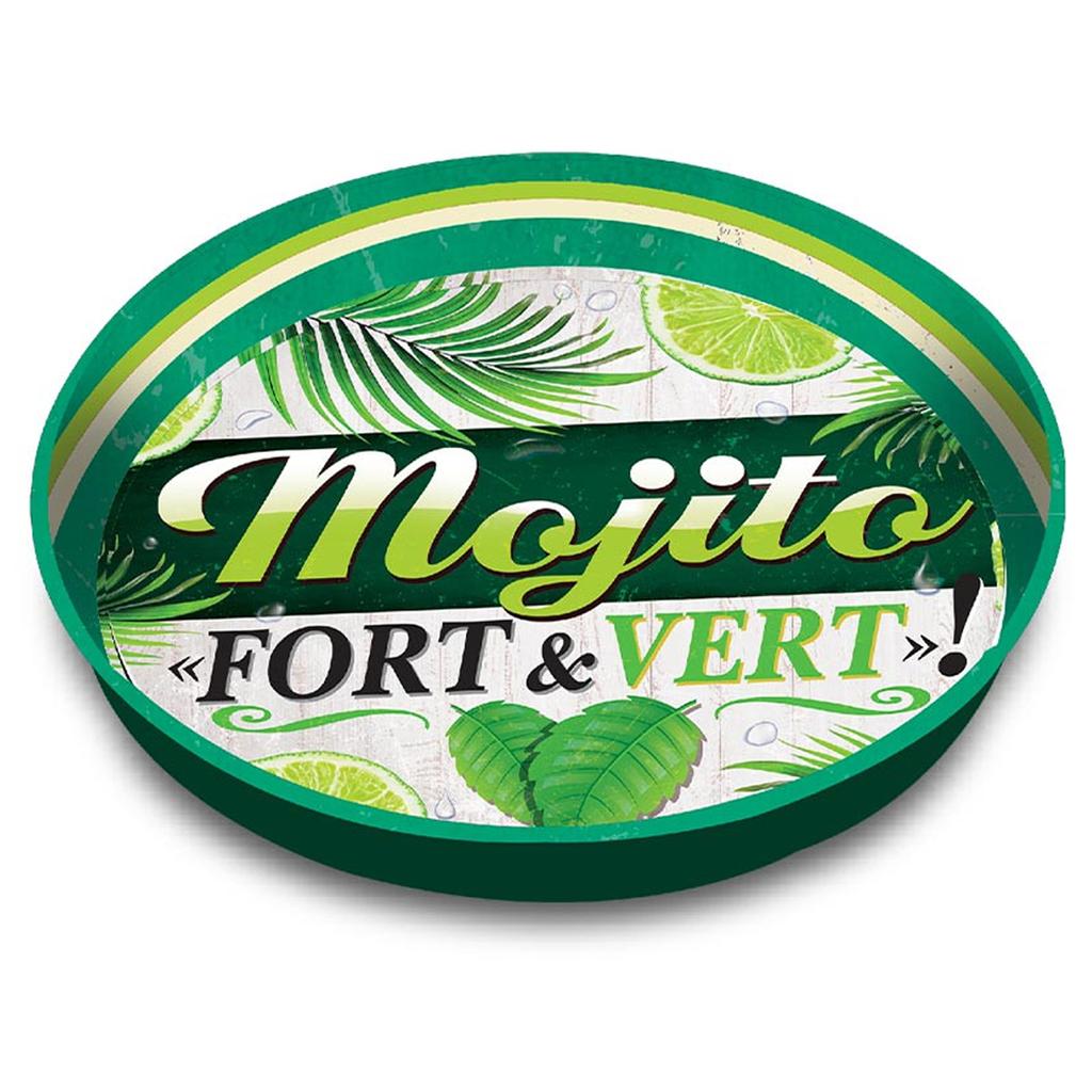 Les Trésors De Lily [A1864] - Round Metal Tray 'Messages' (Strong and Green Mojito) - 33 Cm