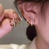 Elegant Geometric Claw Stud Earrings for Women - Trendy Micro-Inlaid Niche Design