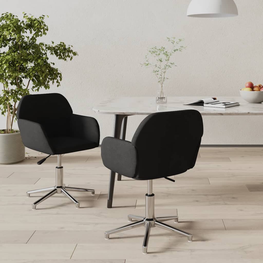 Dining Room Chairs 2 Pcs Swivel Black Fabric
