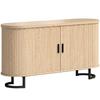 Living Room Sideboard, Oval, 2 Sliding Doors, Adjustable Shelves, 140 x 40 x 75 cm, Natural Wood