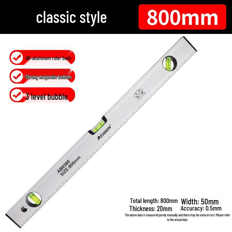 High Precision Mini Spirit Level with Strong Magnet, Multifunctional Aluminum Alloy Ruler
