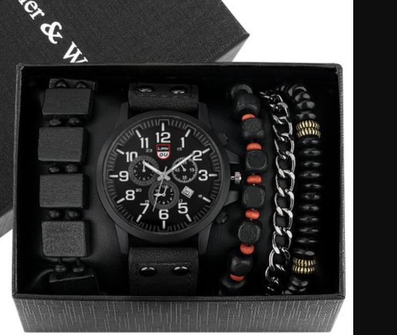 Men's 3-Piece Business Gift Set: Watch, Bracelet, and Necklace for Holidays or Birthdays