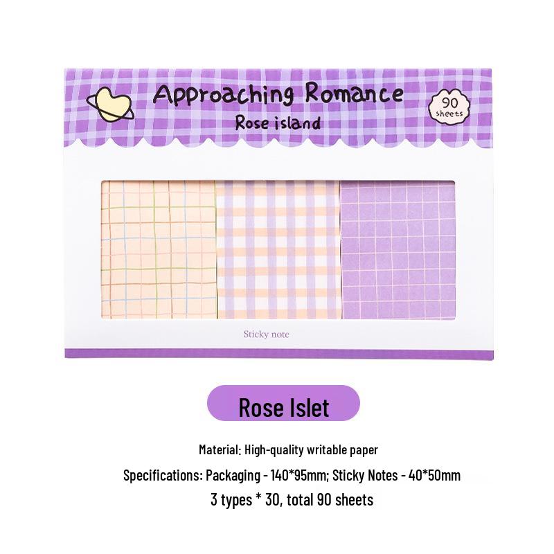 Romantic Plaid Sticky Notes: Korean Style Tearable Square Markers in 8 Designs