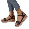 Summer New Muffin Open-toed Sandals One-word Buckle with High Heels Women's Fashion Platform Wedge Heel Women's Shoes