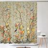 Chinese Flower Bird Shower Curtains Set Printing Waterproof Polyester Leaves Shower Curtains Bathroom Home Decor Mat 180x200CM