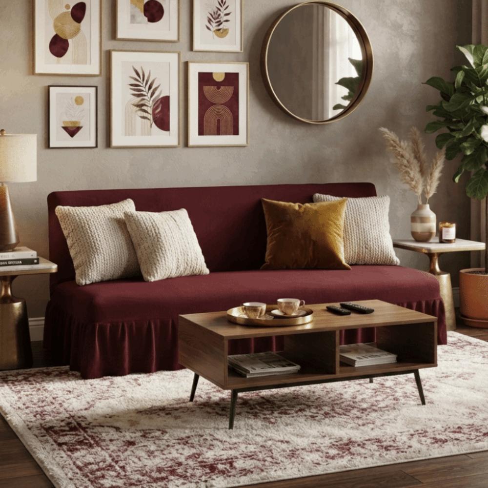 Elastic Folding Sofa Bed Cover with Skirt Sofa Slipcover Universal Couch Cover Living Room