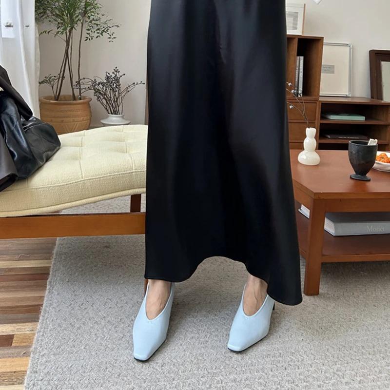 Woman Elegant French Square Toe Mary Janes Shoes Cute Casual Female Retro Low Heel Footwears Soft Soled Outdoor Dress Pumps