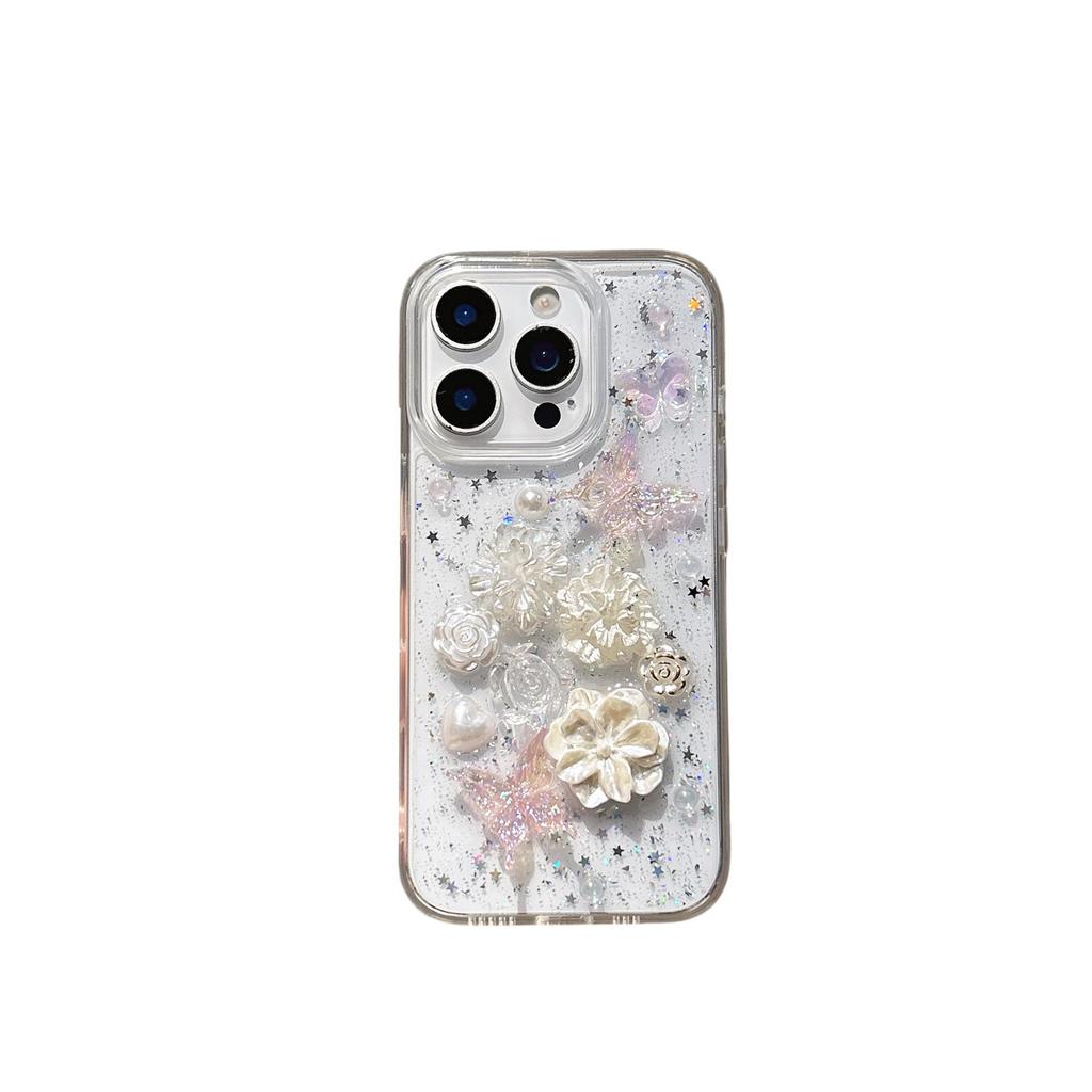 Resin 3D Pleated Petals iPhone 16/17 Pro Max Transparent Case
