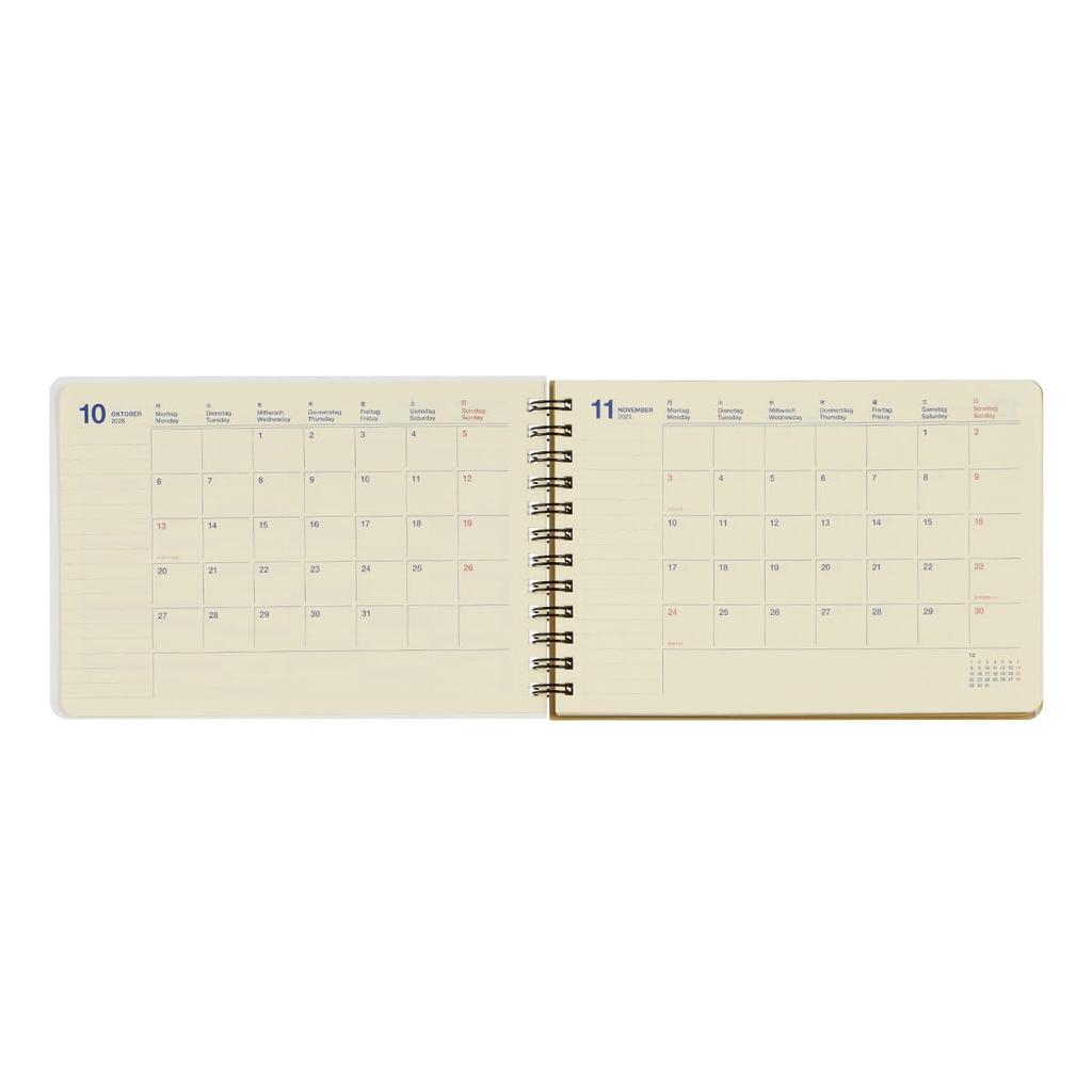 [Plánovač Delfonics edice 2026 / Začíná v říjnu 2025] Diář Rollbahn, Horizontální, Velký, Kniha měsíčního plánu (Světle modrá)