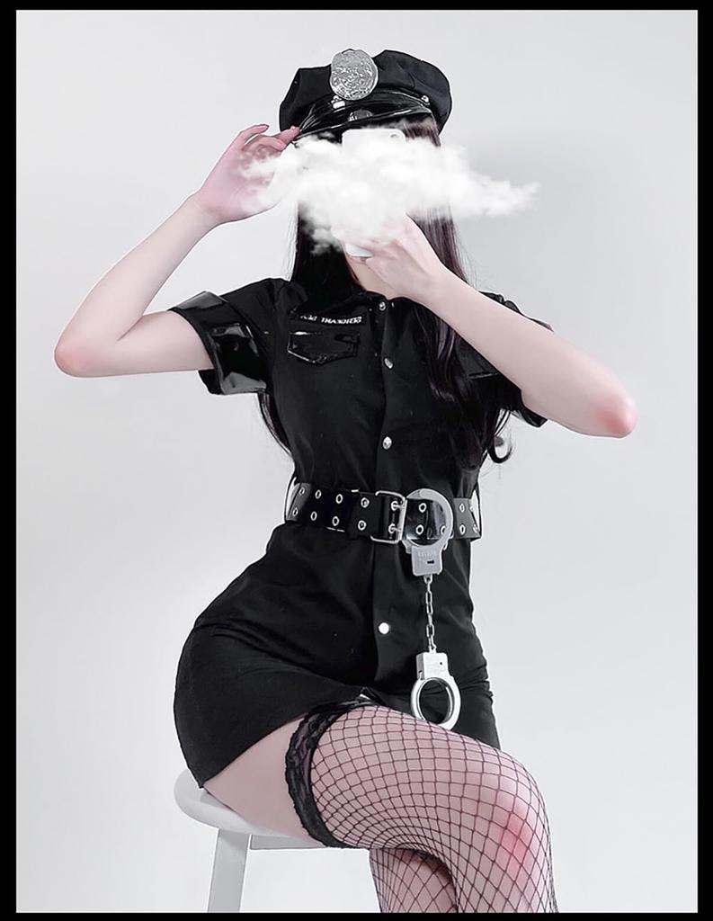 YNBINASI Sexy Police Officer Cosplay Costume for Halloween Set with Cute Perfect for and Cultural Festivals Size Women, Costume, 5-Piece Miniskirt,