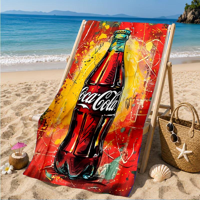 Coca-Cola Artwork Design Strandtuch, Schnelltrocknend, Pflegeleicht, Geeignet für Fitness und Strandurlaub, Sport-Essential