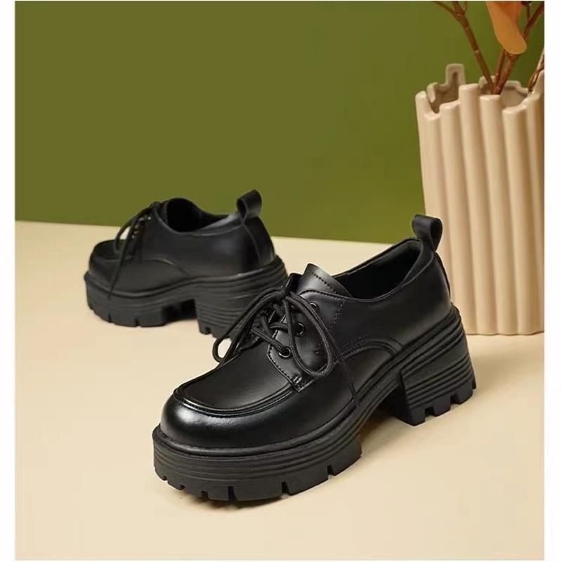 Platform small leather shoes women's spring and autumn new work women's shoes fashionable black single shoes