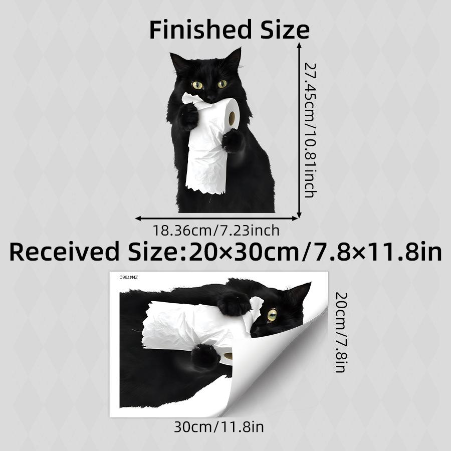 

Cute Black Cat Waterproof Self Adhesive Toilet Sticker Bathroom Home Decor 20x30CM чёрный
