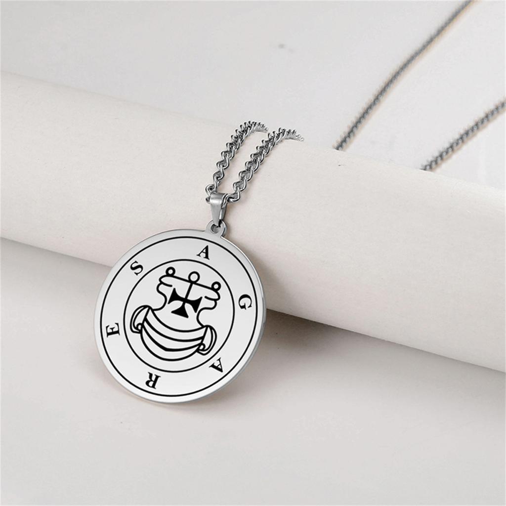 EUEAVAN Vintage Solomon Seal Pendant Necklaces Stainless Steel Silver Color King Asmoday Demon Sigil Amulet Jewelry Gifts