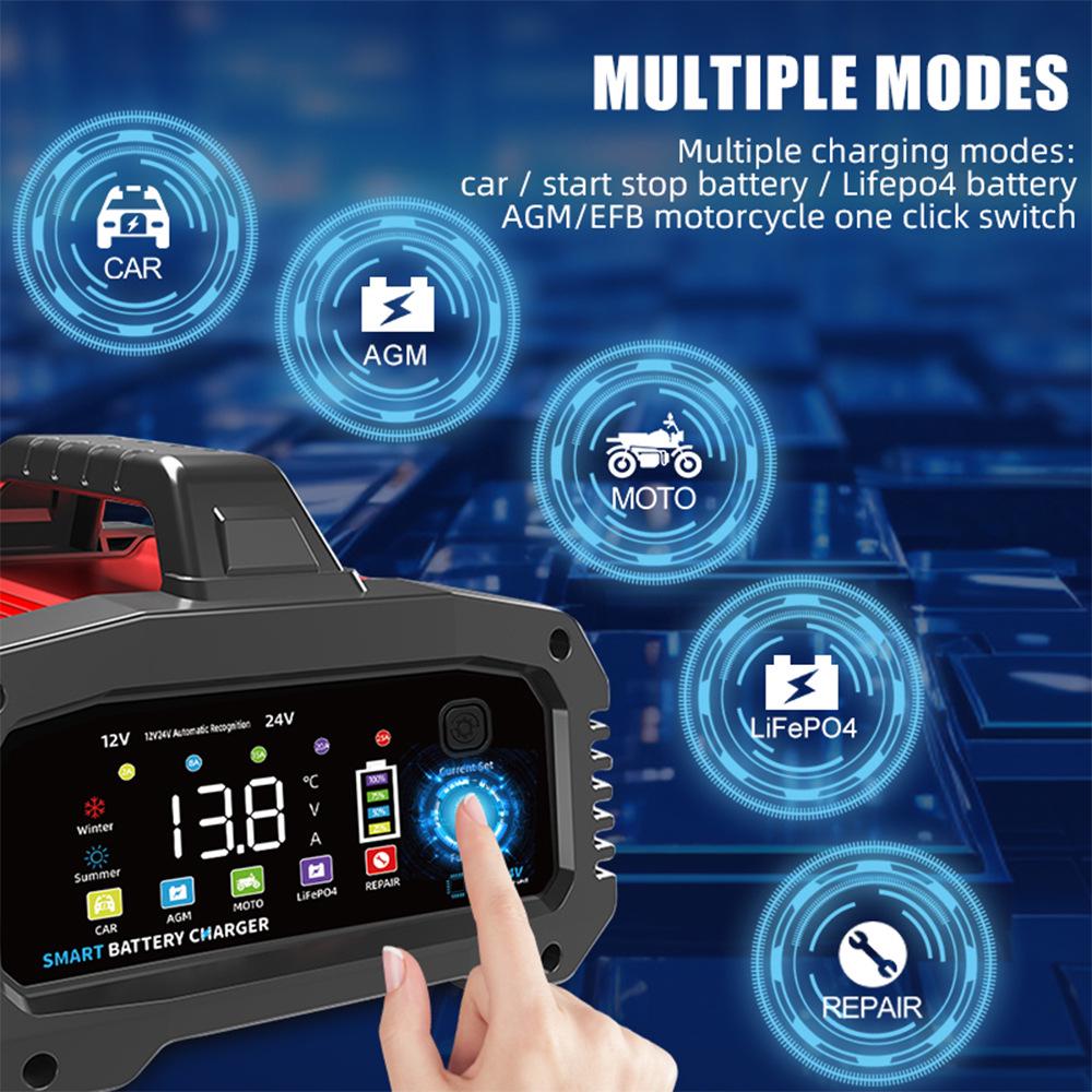 High Power 25A Smart 12V/24V Car Motorcycle Battery Charger