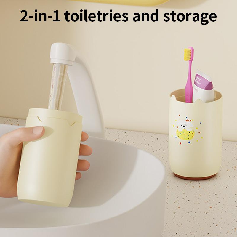 2-in-1 travel wash cup set storage box - toothpaste and toothbrush cup, portable and breathable