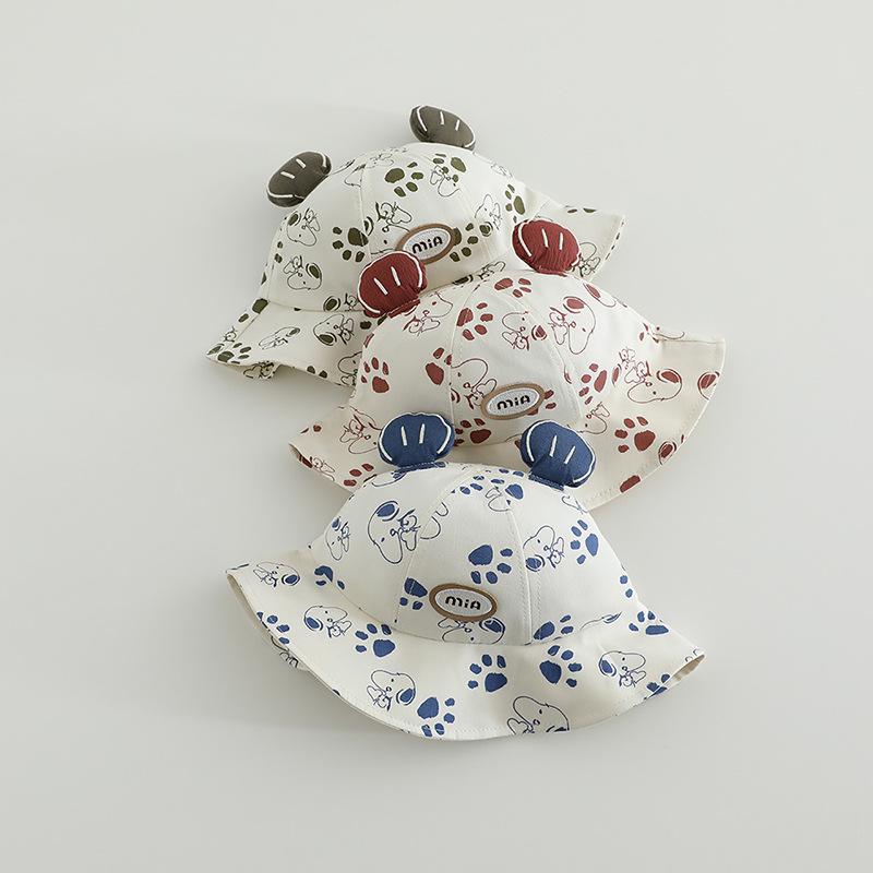 2026 Spring Unisex Korean Baby & Small Dog Cartoon Bucket Hat - Cute Sun Protection Fisherman Style