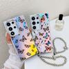 Suitable for Samsung S25 Ultra Electroplating Butterfly S24Plus Colorful Laser A56 Pearl Bracelet Mobile Case