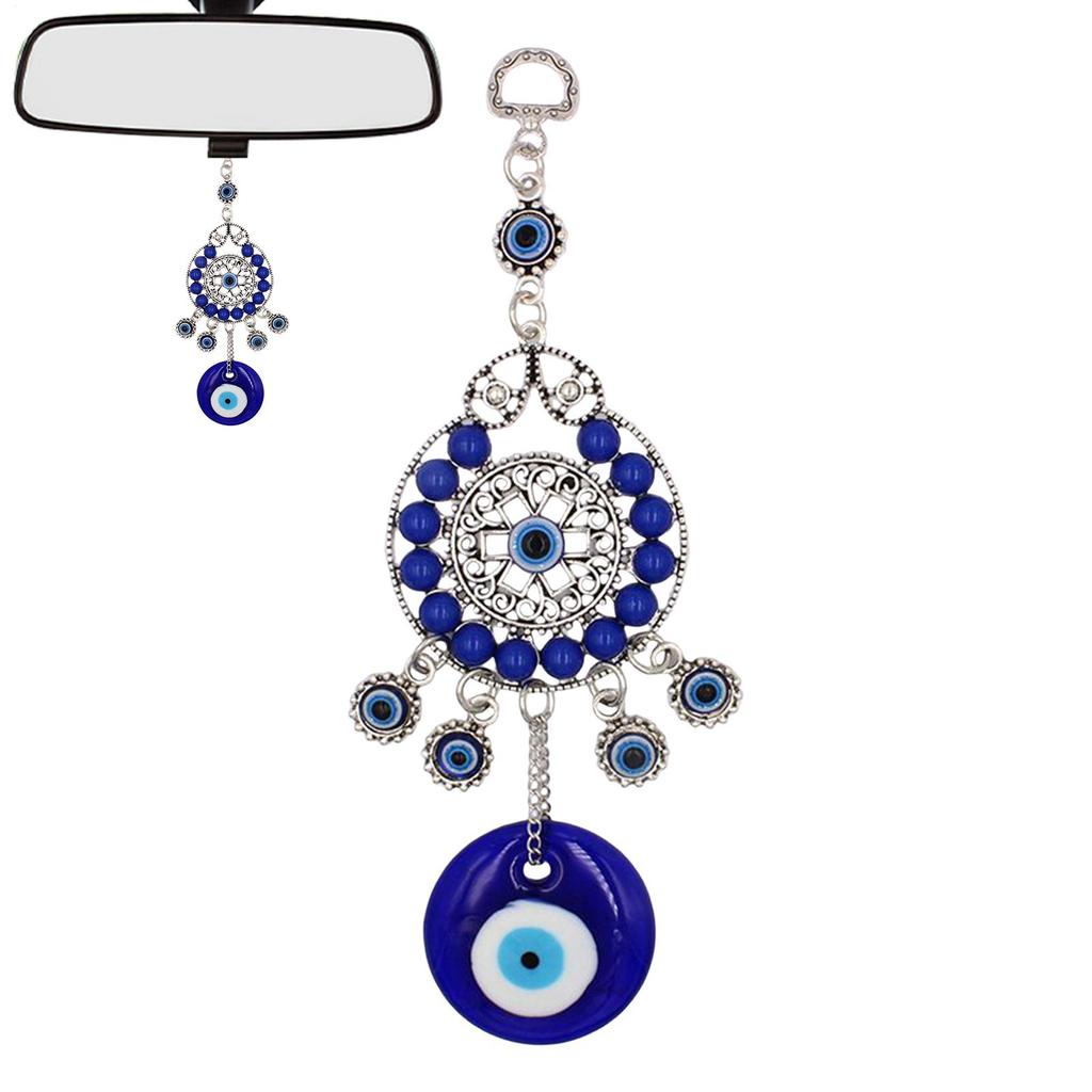 Evil Blue Eye Pendant Decor  Rhinestone Protection Good Luck Charm Turkish Evil Eye Charm Wall Decorations for Office Car